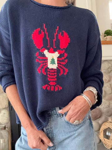Chloe Rollneck Lobster in Tree Tee Holiday Sweater