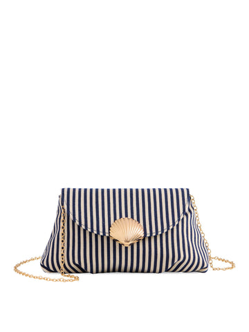 Kaia Seashell Striped Clutch