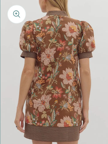 Brown Floral mini Dress