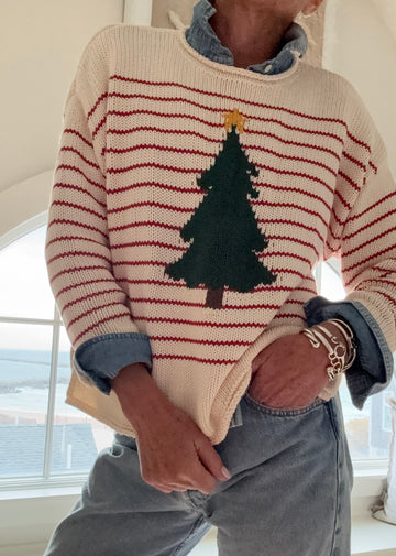 Chloe Stripe Rollneck Christmas Tree Sweater