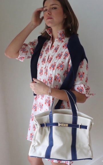 3/4 Sleeve New Sconset Red/Navy Lobster Dress