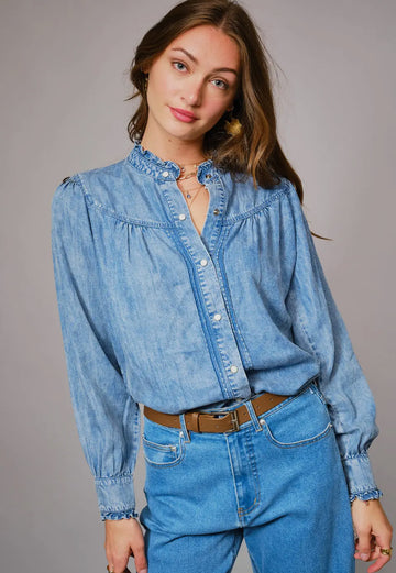 Alyssa denim ruffle shirt