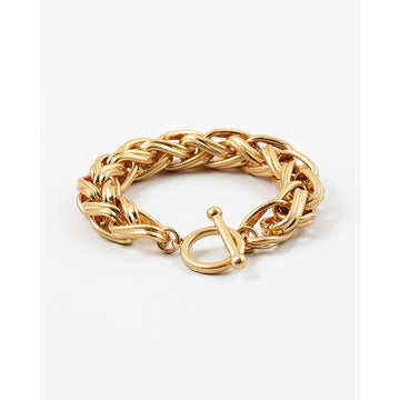 Gold Braided Link Toggle Bracelet