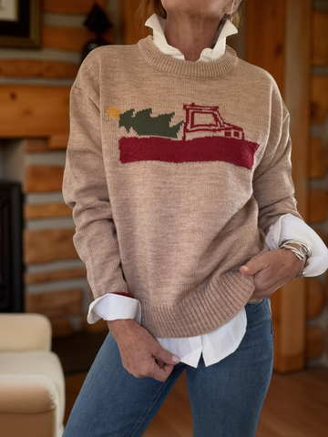 Cozy Maine Lobster Boat Acrylic Boxy Sweater