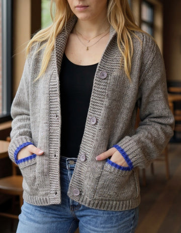 Apres Ski Varsity Cardigan in Gray
