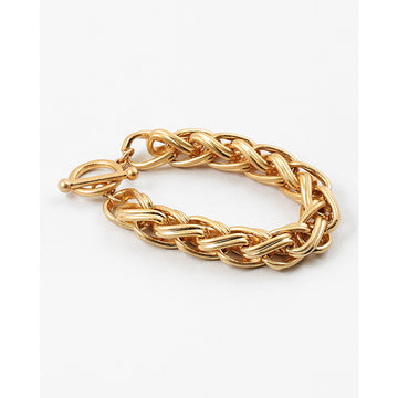 Gold Braided Link Toggle Bracelet