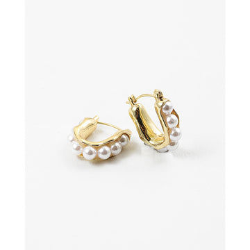 Pearl and Gold  huggies / hoops