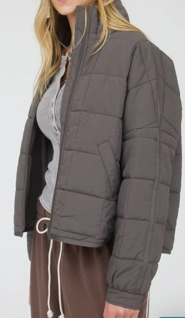 Blu Pepper Quilted Jacket  Charcoal