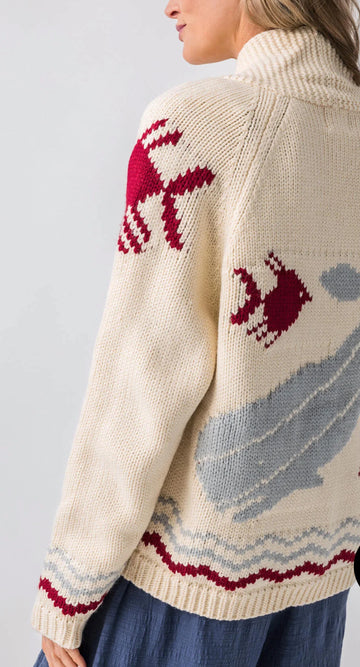 Nantucket Whale & Fish Cardigan