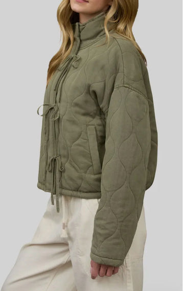 Blu Pepper Tie front Quilted Jacket