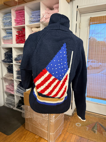 Ships  June 15 Flag Sailboat Varsity Cardigan