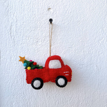 Truck with Tree Felt Ornament