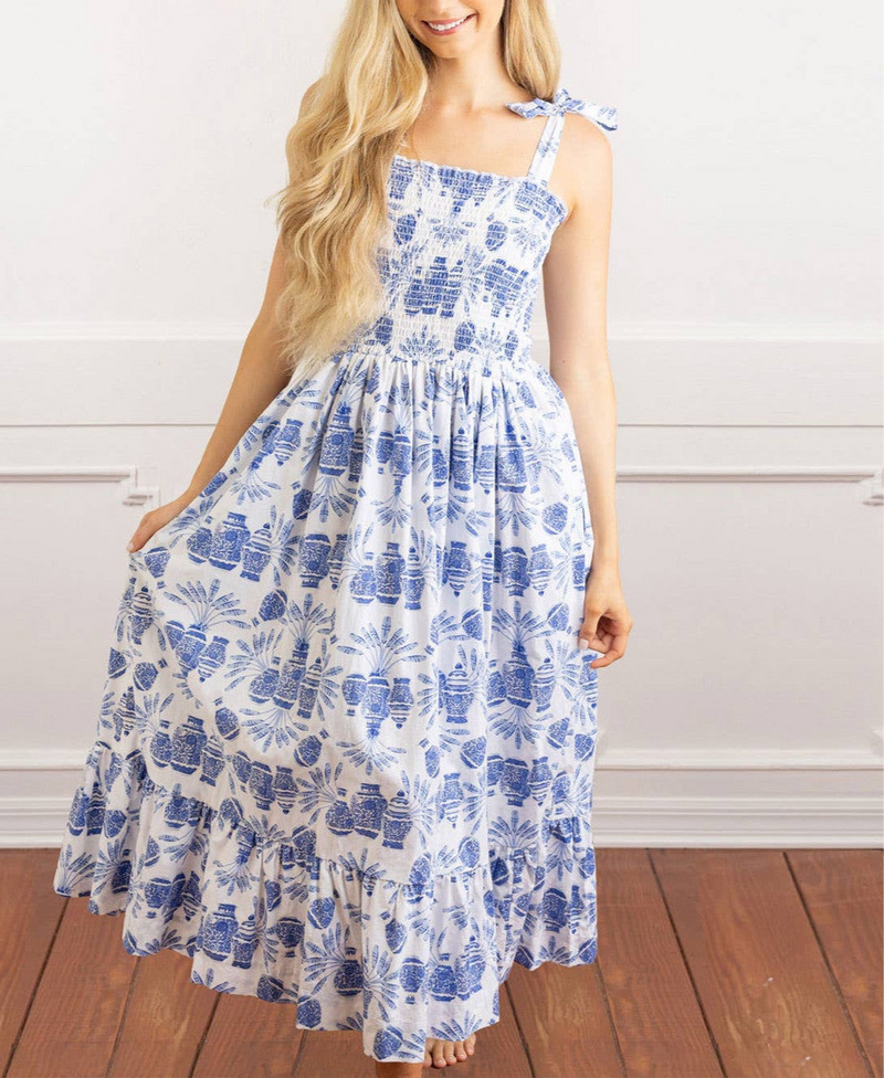 Riobon border nermaid dressブルー Lumignon Lumignon Riobon border nermaid dress ブルー