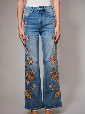 Embroidered Flare Jeans