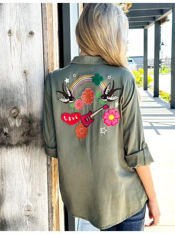 Sundance Embroidered Rainbows and Sunshine Shirt