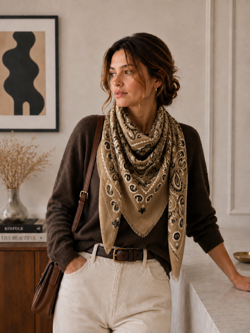 Large Woolen Square Bandana Scarf