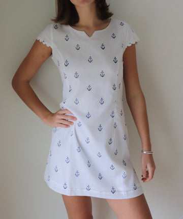 Sweet Caroline Cap Sleeve Anchor  Dress