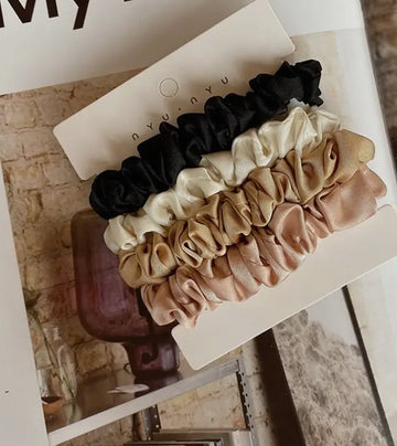 Ultra petite satin scrunchie set of four