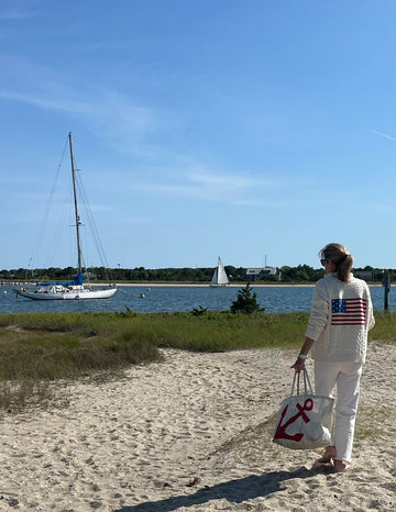 1/2 Zip Cable Flag Sweater Ivory