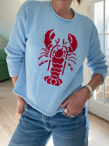 Chloe rollneck  Lobster Sweater in Sky Blue