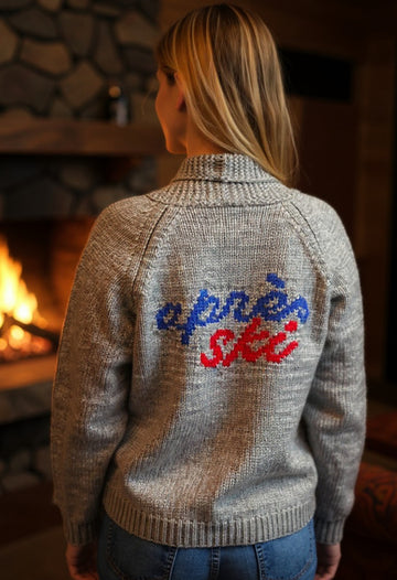 Apres Ski Varsity Cardigan in Gray