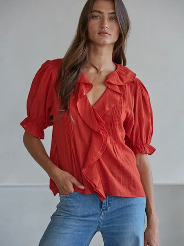 Chloe Pintuck Ruffle Blouse