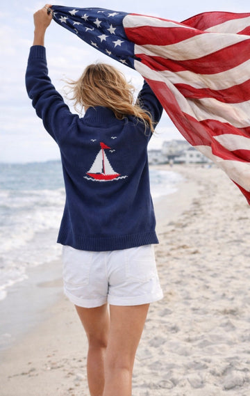 1/2 Zip Anchor / Sailboat sweater