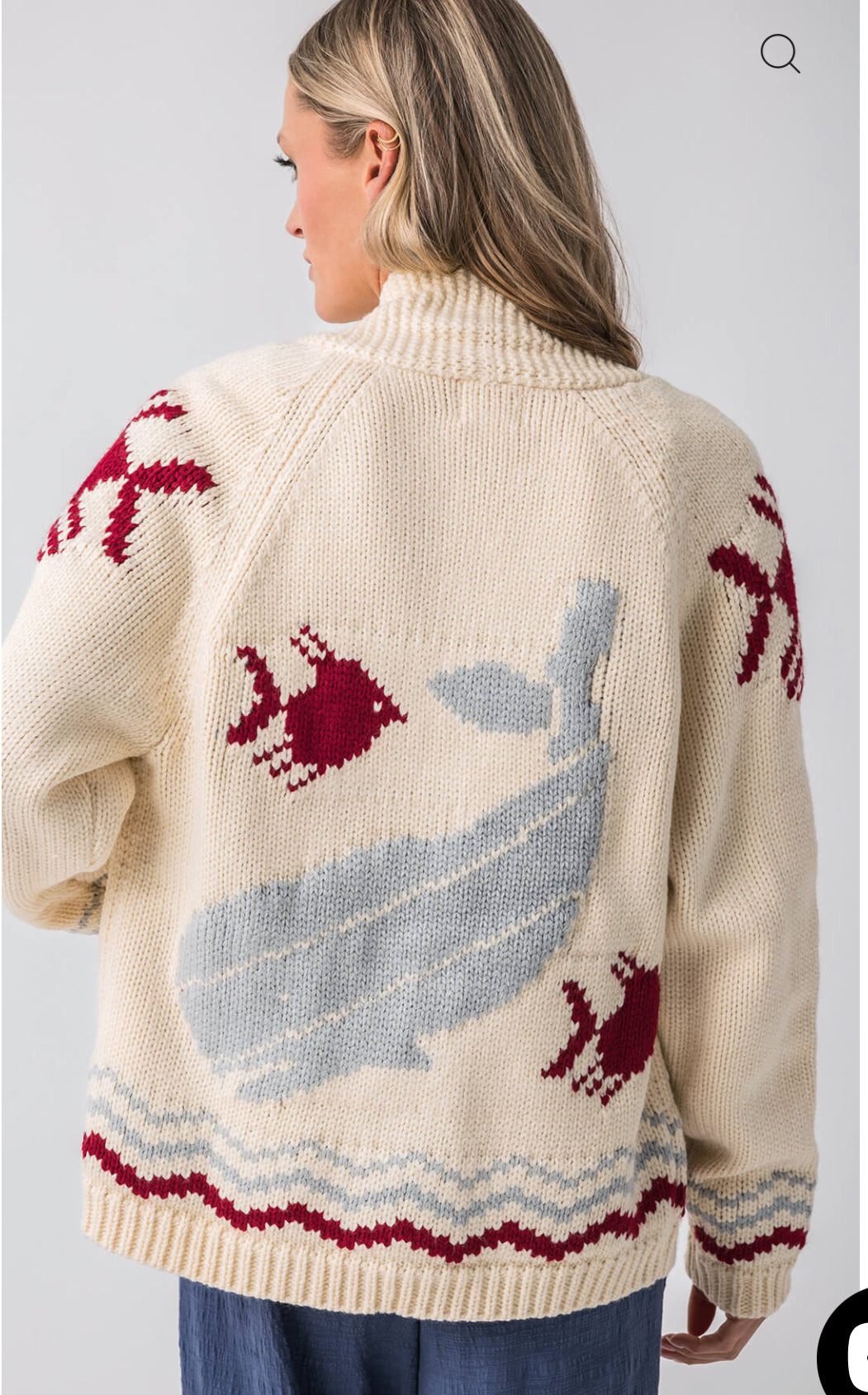 Nantucket Whale Fish Cardigan – Cozy Coastal Knitwear