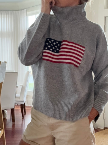 Classic American flag Cashmere turtleneck in Gray