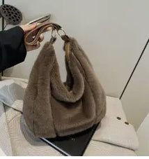 Large capacity, shoulder style, plush soft bag