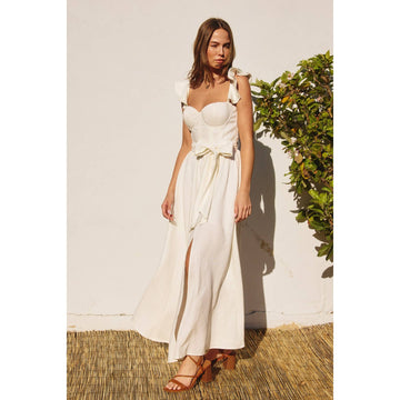 Linen Corset Flutter Dress
