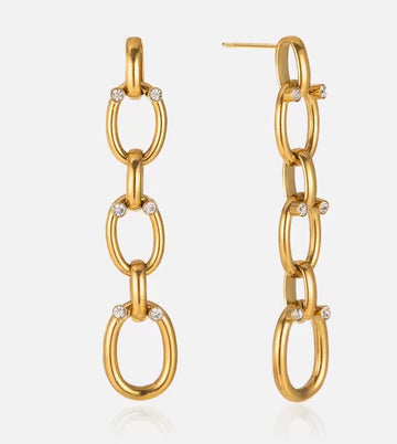 Round link drop earrings with