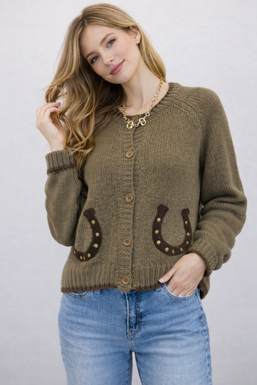 Horseshoe Crop Varsity Cardigan