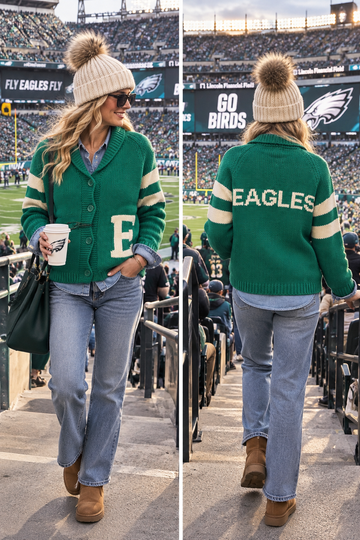 Eagles Football Varsity Cardigan Green