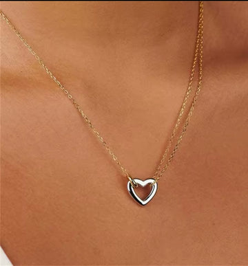 Two Tone Heart  Necklace