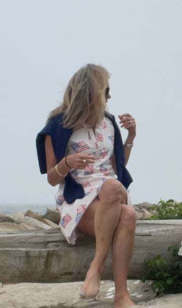 Sconset Sleeveless Flag dress in White