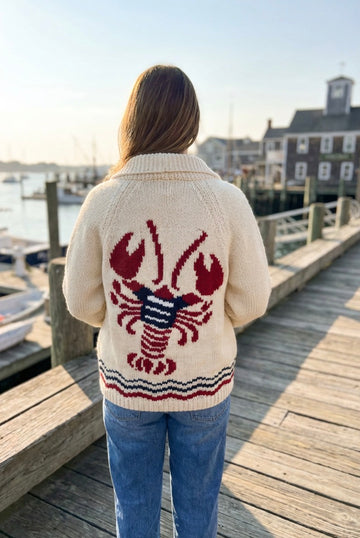 Lobster In Tee Varsity Cardigan in Ivory