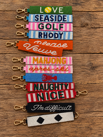 Hand beaded key fobs