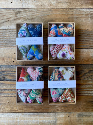 Belle's Nest - Boxed Set of 4 Mini Lavender Heart Sachets