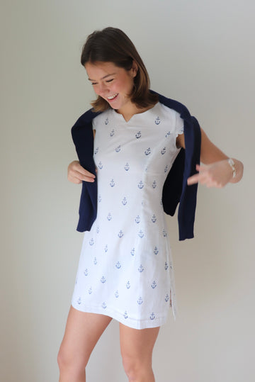 Sweet Caroline Cap Sleeve Anchor  Dress