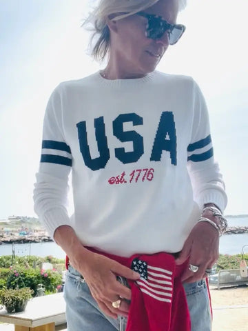 Classic White USA 1776 sweater