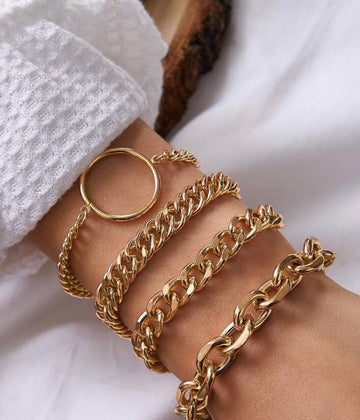 Chunky gold set of 4 bracelets