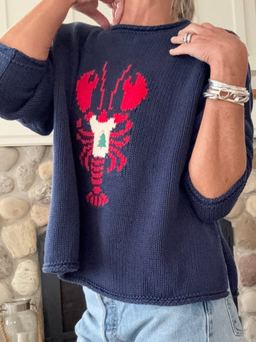Chloe Rollneck Lobster in Tree Tee Holiday Sweater
