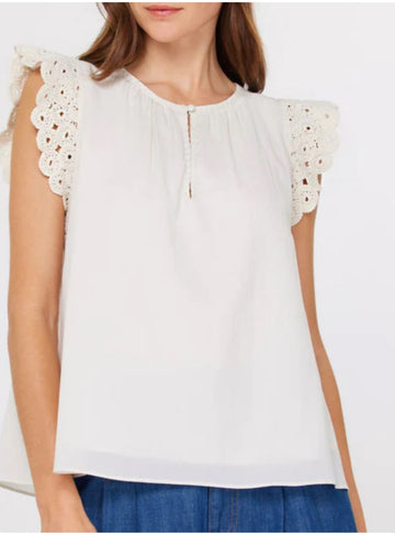 Bridget white crochet sleeve blouse