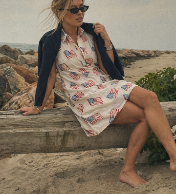 Sconset Sleeveless Flag dress in White