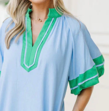 Meet You There Blue Collard Blouse