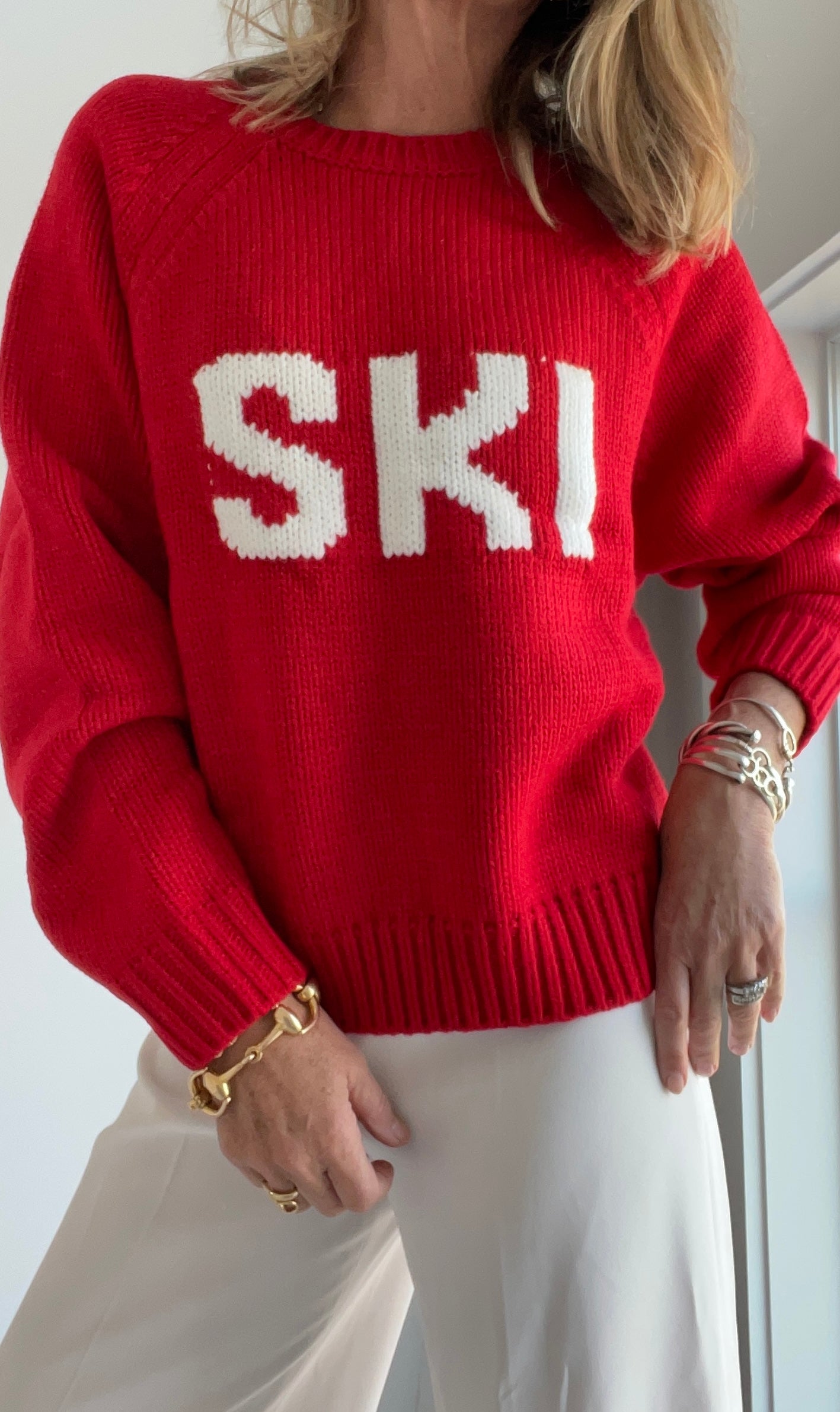 90s Nils Hot Pink Wool Ski Sweater Small 