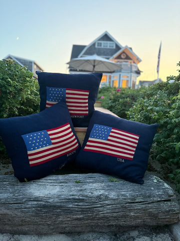 Flag Throw Pillowcase - Nantucket - Newport -USA- RHODY