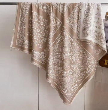 Elegant Bloom, weave bandana shawl scarf Ref or Camel