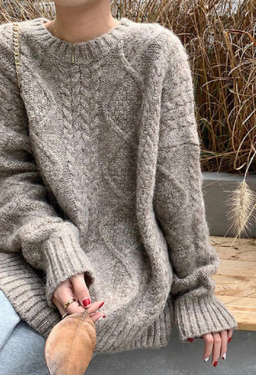 Heavy Super Soft Oversized Classic Fisherman Sweater Mocha